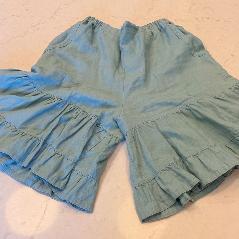 Heart’s Desire Cowgirl Split Skirt Linen Kendall Green - Picture 9 of 10
